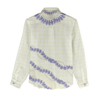 Hawaii Honohono Palaka Motifs Women Casual Shirt Hawaiian Orchid Lei LT14 - Polynesian Pride