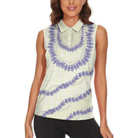 Hawaii Honohono Palaka Motifs Women Sleeveless Polo Shirt Hawaiian Orchid Lei LT14 - Polynesian Pride