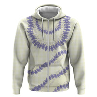 Hawaii Honohono Palaka Motifs Zip Hoodie Hawaiian Orchid Lei LT14 Zip Hoodie Cream - Polynesian Pride