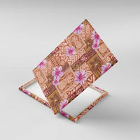 Orange Hawaii Hibiscus With Tropical Flowers Motifs Canvas Wall Art - Polynesian Pride