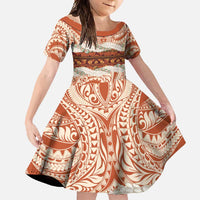 Aloha Hawaii Mikioi Lei Family Matching Mermaid Dress and Hawaiian Shirt Beige Tropical Flower Pattern LT14 Daughter's Dress Beige - Polynesian Pride
