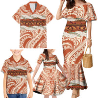 Aloha Hawaii Mikioi Lei Family Matching Mermaid Dress and Hawaiian Shirt Beige Tropical Flower Pattern LT14 - Polynesian Pride