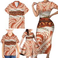 Aloha Hawaii Mikioi Lei Family Matching Short Sleeve Bodycon Dress and Hawaiian Shirt Beige Tropical Flower Pattern LT14 - Polynesian Pride