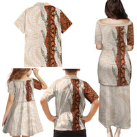 Aloha Hawaii Mikioi Lei Family Matching Puletasi and Hawaiian Shirt Cattail Red Tropical Flower Pattern LT14 - Polynesian Pride