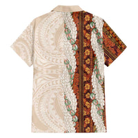 Aloha Hawaii Mikioi Lei Family Matching Puletasi and Hawaiian Shirt Cattail Red Tropical Flower Pattern LT14 - Polynesian Pride