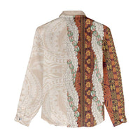 Aloha Hawaii Mikioi Lei Women Casual Shirt Cattail Red Tropical Flower Pattern - Polynesian Pride