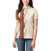 Aloha Hawaii Mikioi Lei Women Polo Shirt Cattail Red Tropical Flower Pattern - Polynesian Pride