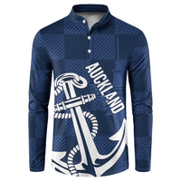 New Zealand Auckland Football Custom Button Sweatshirt Navy Blue City Anchor Sky Tower Symbol LT14 Navy Blue - Polynesian Pride