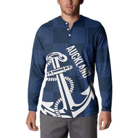 New Zealand Auckland Football Custom Button Sweatshirt Navy Blue City Anchor Sky Tower Symbol LT14 - Polynesian Pride