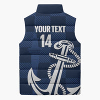 New Zealand Auckland Football Custom Sleeveless Puffer Jacket Navy Blue City Anchor Sky Tower Symbol LT14 - Polynesian Pride