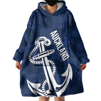 New Zealand Auckland Football Custom Wearable Blanket Hoodie Navy Blue City Anchor Sky Tower Symbol LT14 - Polynesian Pride