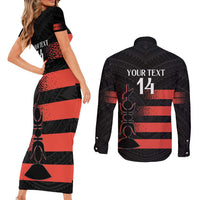Custom New Caledonia Football Couples Matching Short Sleeve Bodycon Dress and Long Sleeve Button Shirt Allez Les Cagous Polynesian Pattern LT14 - Polynesian Pride