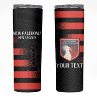 Custom New Caledonia Football Skinny Tumbler Allez Les Cagous Polynesian Pattern LT14 Black - Polynesian Pride