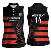 Custom New Caledonia Football Women Sleeveless Polo Shirt Allez Les Cagous Polynesian Pattern LT14 - Polynesian Pride