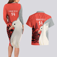 Custom Nouvelle-Caledonie Football Couples Matching Long Sleeve Bodycon Dress and Hawaiian Shirt Allez Les Cagous Simple Style LT14 - Polynesian Pride