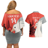 Custom Nouvelle-Caledonie Football Couples Matching Off Shoulder Short Dress and Hawaiian Shirt Allez Les Cagous Simple Style LT14 - Polynesian Pride