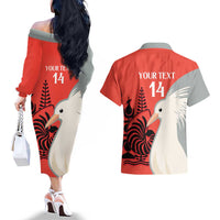 Custom Nouvelle-Caledonie Football Couples Matching Off The Shoulder Long Sleeve Dress and Hawaiian Shirt Allez Les Cagous Simple Style LT14 - Polynesian Pride