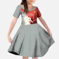 Custom Nouvelle-Caledonie Football Family Matching Puletasi and Hawaiian Shirt Allez Les Cagous Simple Style LT14 Daughter's Dress Red - Polynesian Pride