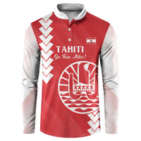 Custom Tahiti Football Button Sweatshirt Go Toa Aito LT14 Red - Polynesian Pride