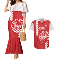 Custom Tahiti Football Couples Matching Mermaid Dress and Hawaiian Shirt Go Toa Aito LT14 Red - Polynesian Pride