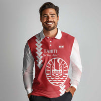 Custom Tahiti Football Long Sleeve Polo Shirt Go Toa Aito