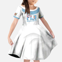 Custom Fiji Tapa Football Family Matching Summer Maxi Dress and Hawaiian Shirt Go Bula Boy! LT14 Daughter's Dress White - Polynesian Pride