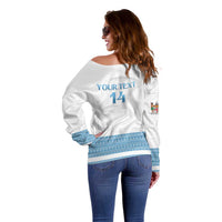 Custom Fiji Tapa Football Off Shoulder Sweater Go Bula Boy!