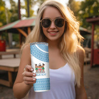 Custom Fiji Tapa Football Skinny Tumbler Go Bula Boy! LT14 - Polynesian Pride