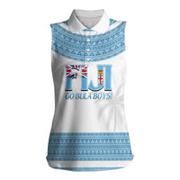 Custom Fiji Tapa Football Women Sleeveless Polo Shirt Go Bula Boy! LT14 Female White - Polynesian Pride