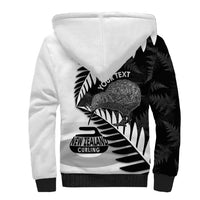 New Zealand Silver Fern Curling Personalised Sherpa Hoodie Aotearoa Kiwi Ponga Black White Version LT14 - Polynesian Pride