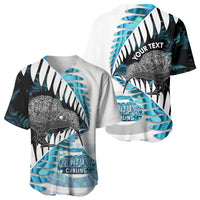 New Zealand Silver Fern Curling Personalised Baseball Jersey Aotearoa Kiwi Ponga Paua Shell Version - Polynesian Pride