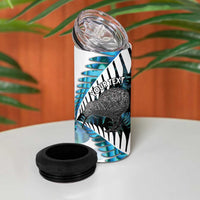 New Zealand Silver Fern Curling Personalised 4 in 1 Can Cooler Tumbler Aotearoa Kiwi Ponga Paua Shell Version LT14 - Polynesian Pride