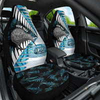 New Zealand Silver Fern Curling Personalised Car Seat Cover Aotearoa Kiwi Ponga Paua Shell Version LT14 One Size Black - Polynesian Pride