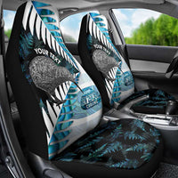 New Zealand Silver Fern Curling Personalised Car Seat Cover Aotearoa Kiwi Ponga Paua Shell Version LT14 - Polynesian Pride