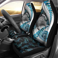 New Zealand Silver Fern Curling Personalised Car Seat Cover Aotearoa Kiwi Ponga Paua Shell Version LT14 - Polynesian Pride