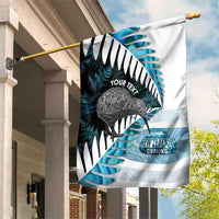 New Zealand Silver Fern Curling Personalised Garden Flag Aotearoa Kiwi Ponga Paua Shell Version - Polynesian Pride
