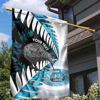 New Zealand Silver Fern Curling Personalised Garden Flag Aotearoa Kiwi Ponga Paua Shell Version - Polynesian Pride