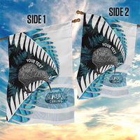New Zealand Silver Fern Curling Personalised Garden Flag Aotearoa Kiwi Ponga Paua Shell Version - Polynesian Pride