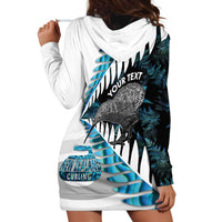 New Zealand Silver Fern Curling Personalised Hoodie Dress Aotearoa Kiwi Ponga Paua Shell Version LT14 - Polynesian Pride