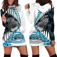 New Zealand Silver Fern Curling Personalised Hoodie Dress Aotearoa Kiwi Ponga Paua Shell Version LT14 - Polynesian Pride