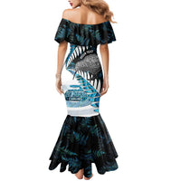 New Zealand Silver Fern Curling Personalised Mermaid Dress Aotearoa Kiwi Ponga Paua Shell Version LT14 - Polynesian Pride