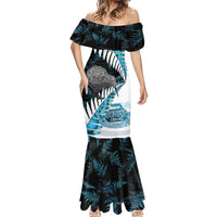 New Zealand Silver Fern Curling Personalised Mermaid Dress Aotearoa Kiwi Ponga Paua Shell Version LT14 - Polynesian Pride