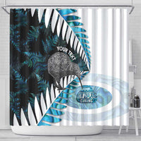 New Zealand Silver Fern Curling Personalised Shower Curtain Aotearoa Kiwi Ponga Paua Shell Version - Polynesian Pride