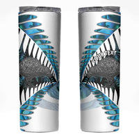 New Zealand Silver Fern Curling Personalised Skinny Tumbler Aotearoa Kiwi Ponga Paua Shell Version LT14 Black - Polynesian Pride