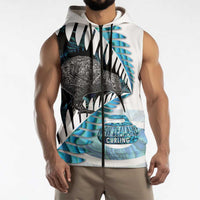 New Zealand Silver Fern Curling Personalised Sleeveless Zip Hoodie Aotearoa Kiwi Ponga Paua Shell Version LT14 - Polynesian Pride