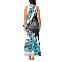 New Zealand Silver Fern Curling Personalised Tank Maxi Dress Aotearoa Kiwi Ponga Paua Shell Version LT14 - Polynesian Pride
