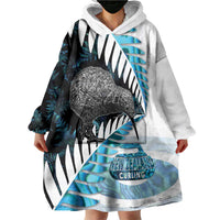 New Zealand Silver Fern Curling Personalised Wearable Blanket Hoodie Aotearoa Kiwi Ponga Paua Shell Version LT14 - Polynesian Pride