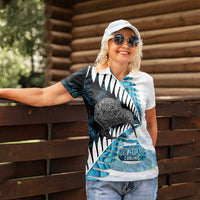 New Zealand Silver Fern Curling Personalised Women Polo Shirt Aotearoa Kiwi Ponga Paua Shell Version LT14 - Polynesian Pride