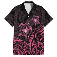 Pink Black Polynesia Floral Sea Turtle Family Matching Off Shoulder Maxi Dress and Hawaiian Shirt LT14 Dad's Shirt - Short Sleeve Black - Polynesian Pride