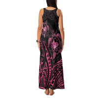 Pink Black Polynesia Floral Sea Turtle Family Matching Tank Maxi Dress and Hawaiian Shirt LT14 - Polynesian Pride